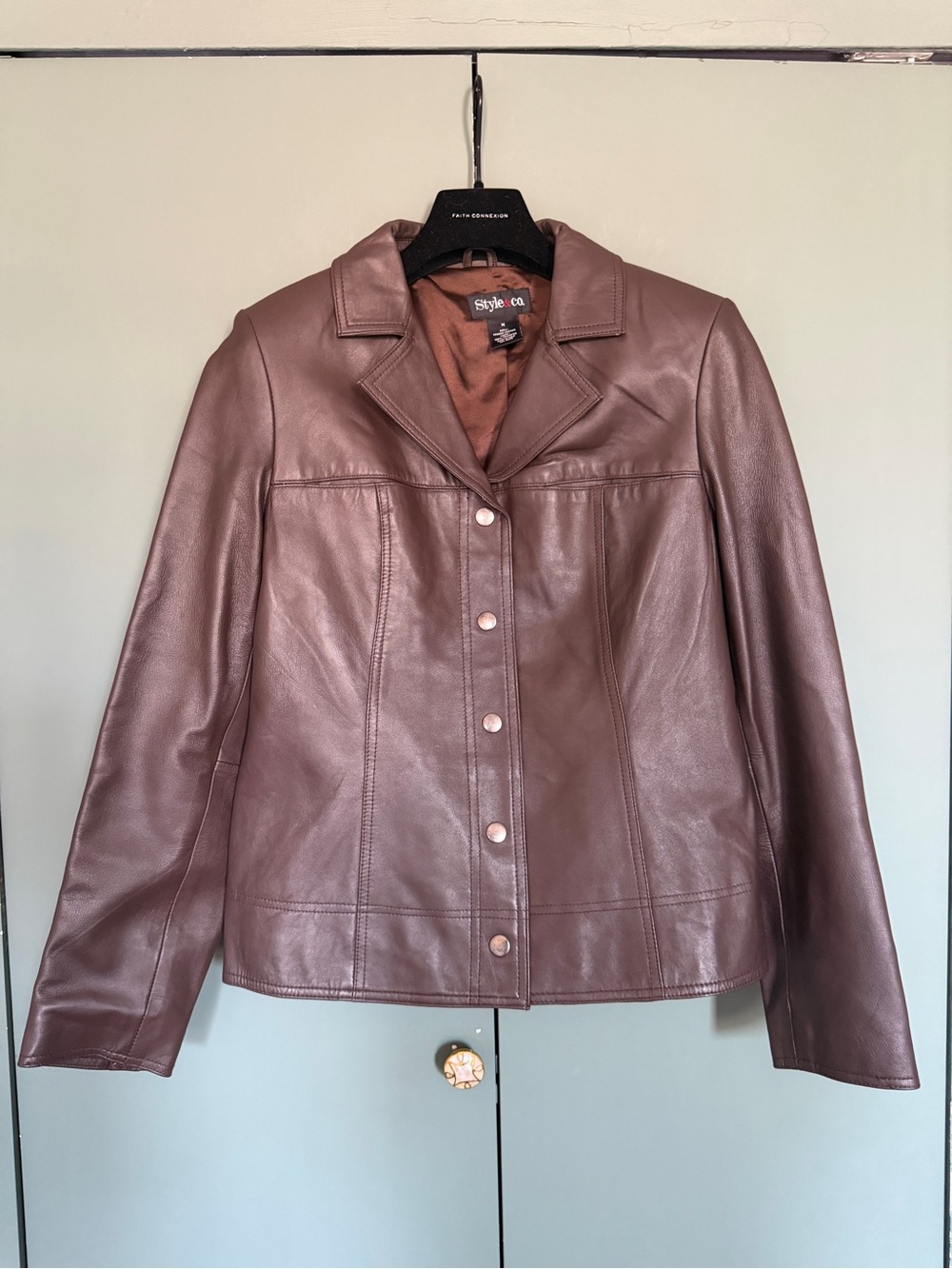 Style & Co Women's Brown Leather Jacket size M